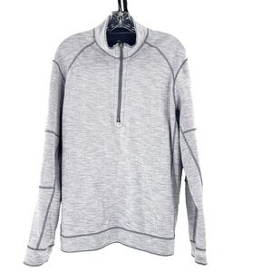 Tommy Bahama Men's Reversible 1/4 Zip Pullover Sweater Gray Medium Preppy Active